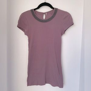 Caslon fitted tee with pearl neckline, size small